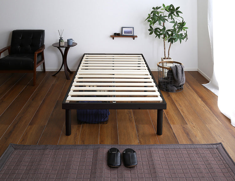 高さ2段階調整脚付きすのこベッド パイン材【シングル】