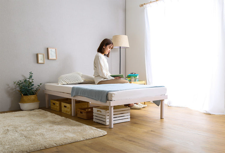 高さ2段階調整脚付きすのこベッド パイン材【シングル】