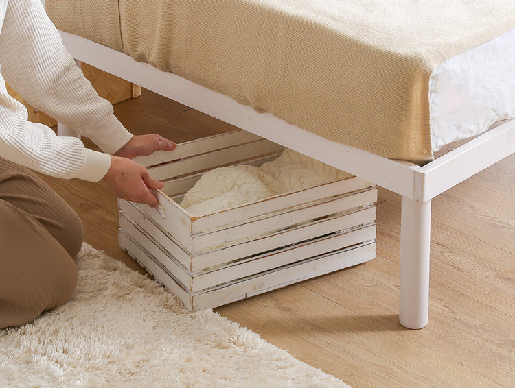 高さ2段階調整脚付きすのこベッド パイン材【シングル】