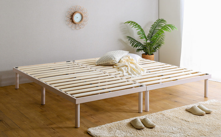 高さ2段階調整脚付きすのこベッド パイン材【シングル】