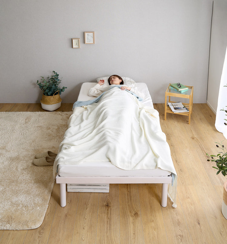 高さ2段階調整脚付きすのこベッド パイン材【シングル】