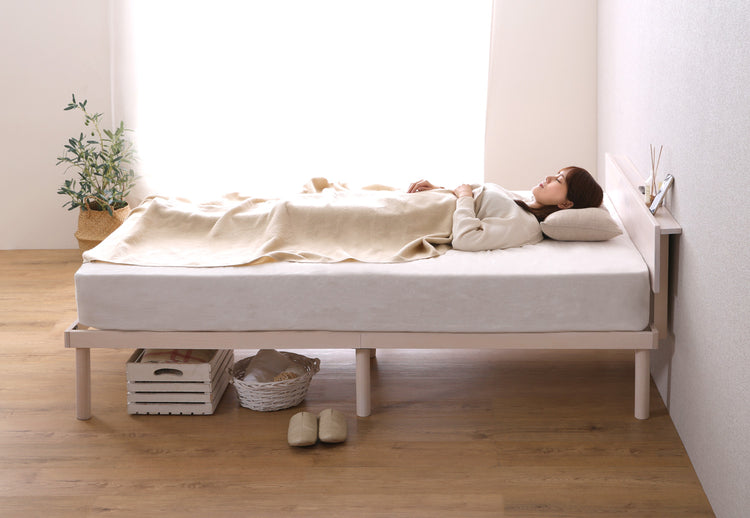 宮セット 高さ2段階調整脚付きすのこベッド パイン材【シングル】