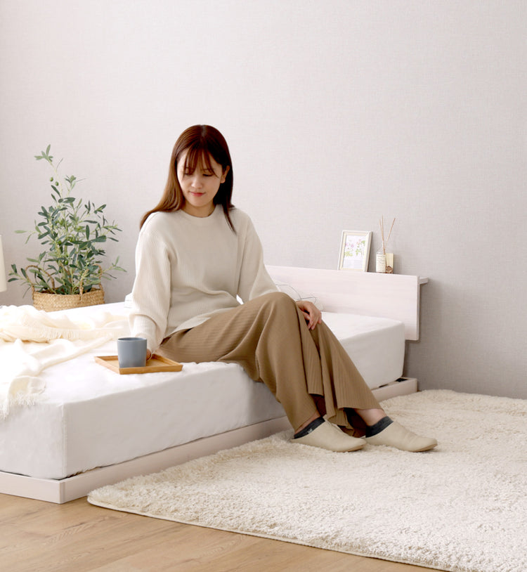 宮セット 高さ2段階調整脚付きすのこベッド パイン材【シングル】