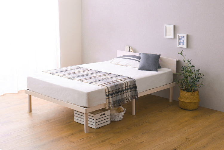 宮セット 高さ2段階調整脚付きすのこベッド パイン材【シングル】