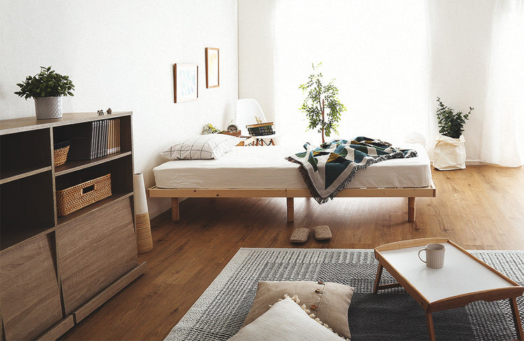 北欧インテリア 天然木すのこベッド 【ダブル】