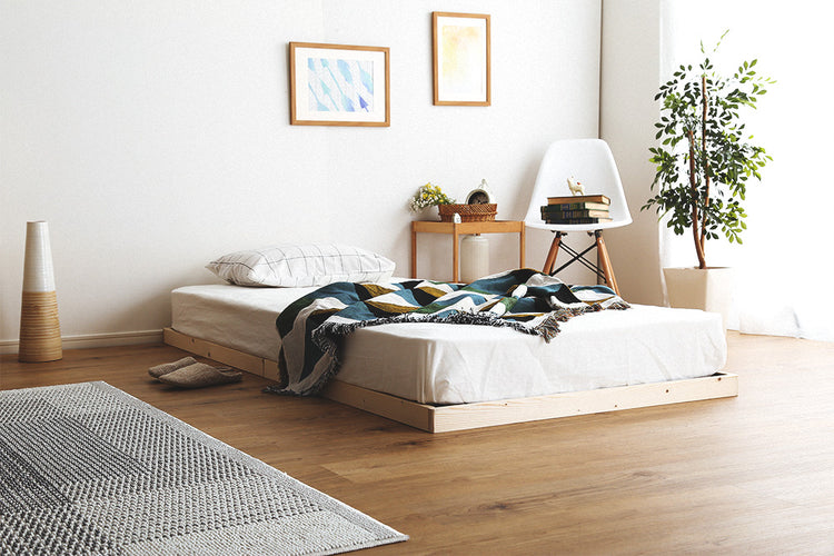 北欧インテリア 天然木すのこベッド 【ダブル】