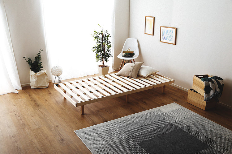 北欧インテリア 天然木すのこベッド 【ダブル】