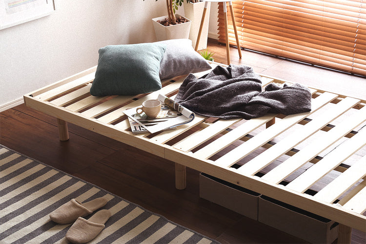 北欧インテリア 天然木すのこベッド 【ダブル】
