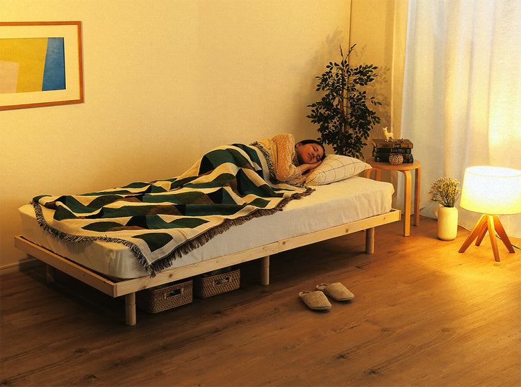 北欧インテリア 天然木すのこベッド 【ダブル】
