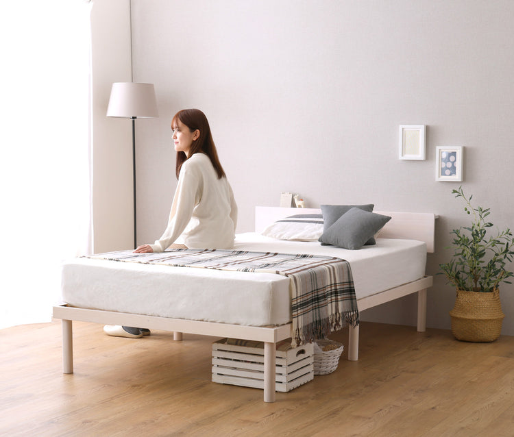 宮単体 高さ2段階調整脚付きすのこベッド パイン材【ダブル】