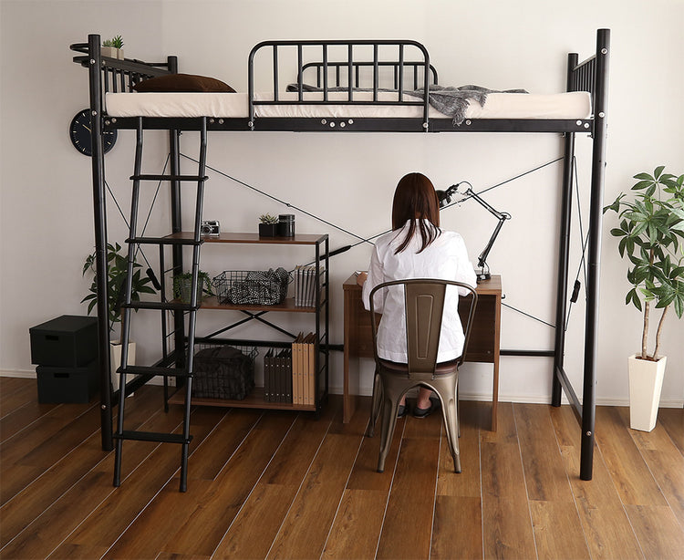 宮棚・2口コンセント付きロフトベッド【シングル】