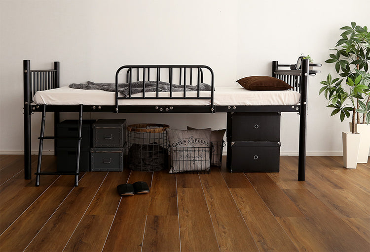 宮棚・2口コンセント付きロフトベッド【シングル】