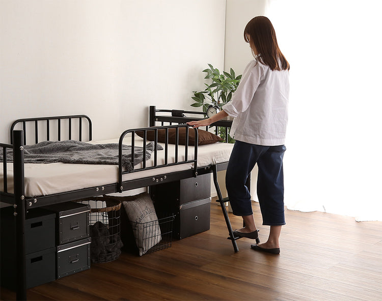 宮棚・2口コンセント付きロフトベッド【シングル】