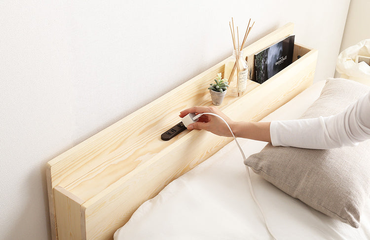 宮セット 高さ3段階調整脚付きすのこベッド パイン材【ダブル】