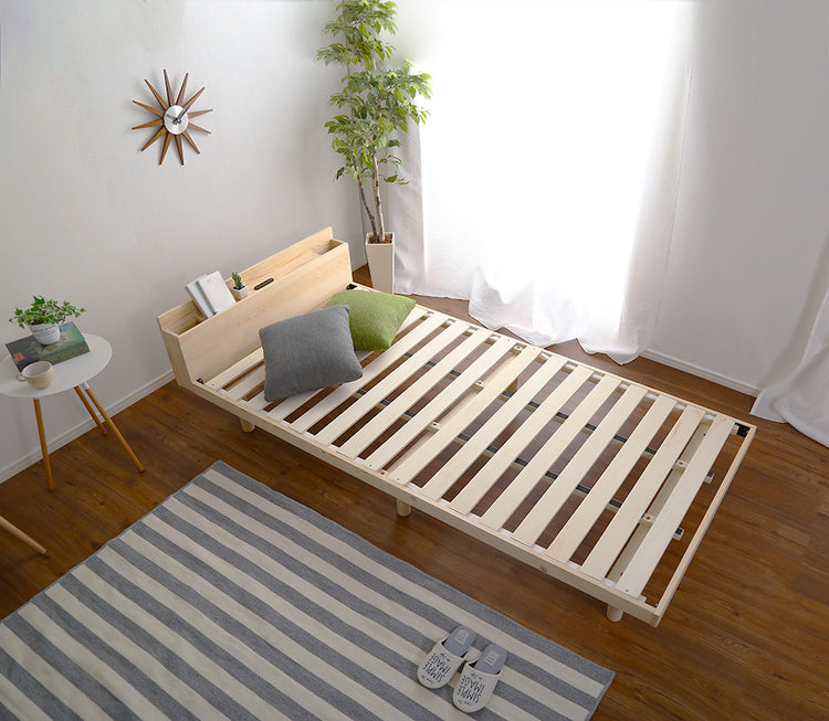 宮セット 高さ3段階調整脚付きすのこベッド パイン材【ダブル】