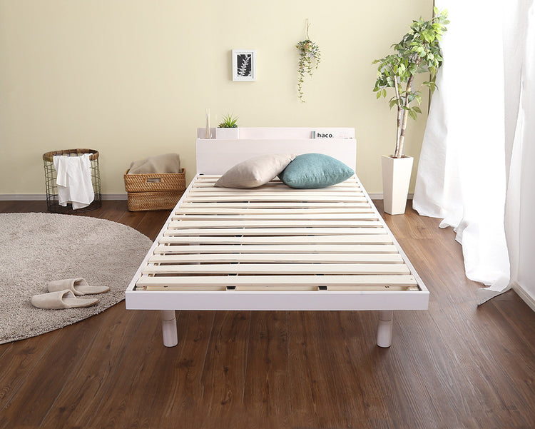 宮セット 高さ3段階調整脚付きすのこベッド パイン材【ダブル】