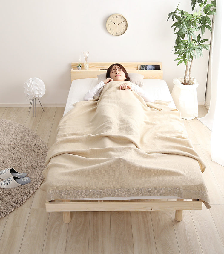 宮セット 高さ3段階調整脚付きすのこベッド パイン材【ダブル】