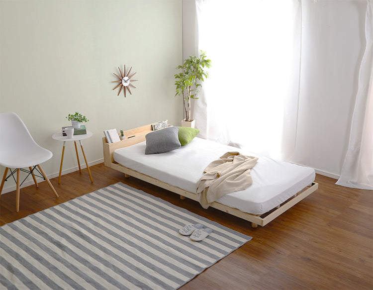 宮セット 高さ3段階調整脚付きすのこベッド パイン材【ダブル】