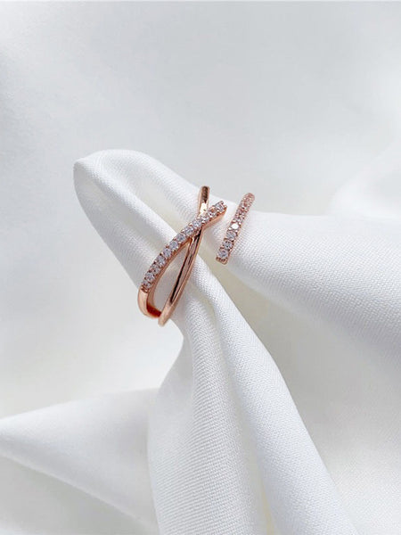 MUZE JEWELRY 極細 ハーフエタニティリング SV925 19石 プラチナ