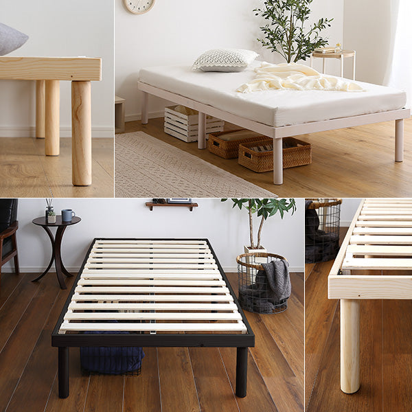 高さ2段階調整脚付きすのこベッド パイン材【シングル】