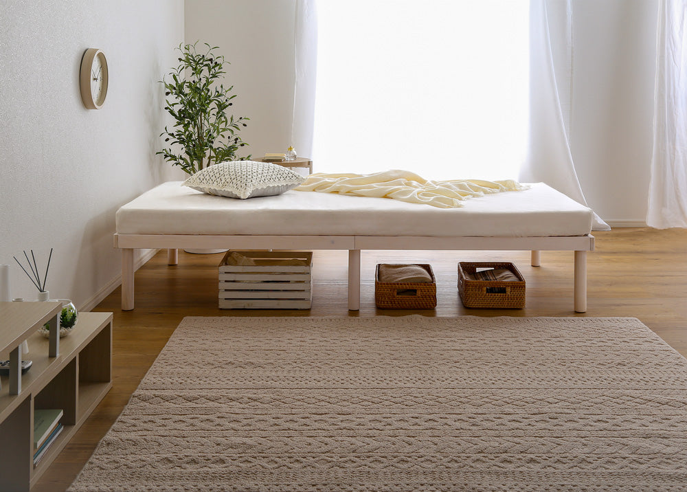 高さ2段階調整脚付きすのこベッド パイン材【シングル】