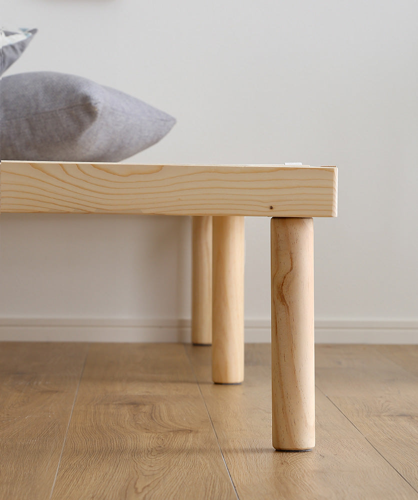 高さ2段階調整脚付きすのこベッド パイン材【シングル】