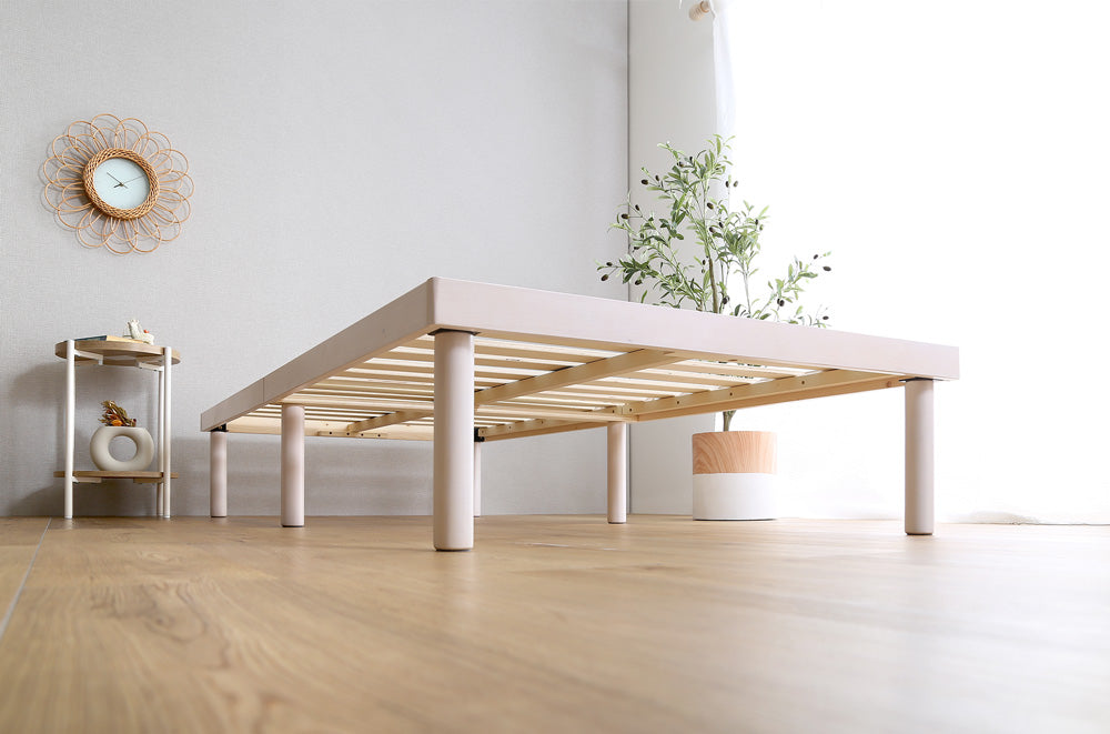 高さ2段階調整脚付きすのこベッド パイン材【シングル】