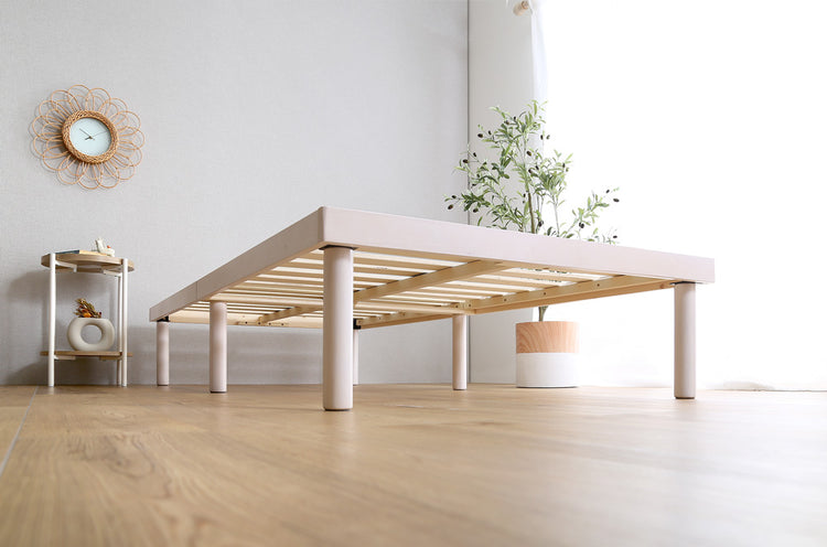 高さ2段階調整脚付きすのこベッド パイン材【シングル】