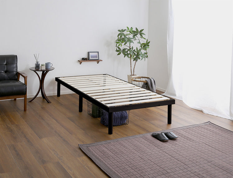 高さ2段階調整脚付きすのこベッド パイン材【シングル】