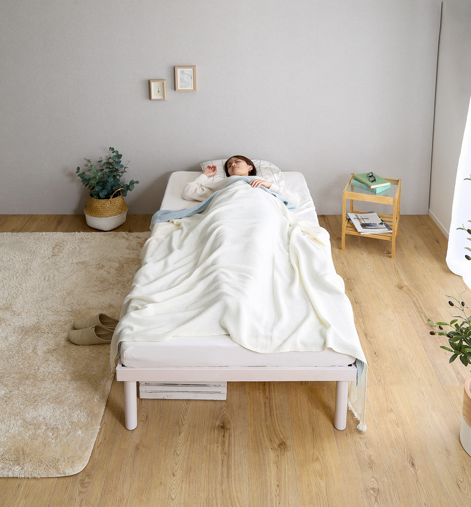 高さ2段階調整脚付きすのこベッド パイン材【シングル】