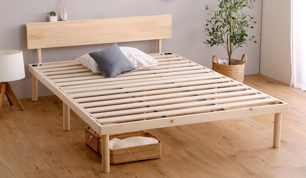 宮セット 高さ2段階調整脚付きすのこベッド パイン材【セミダブル】