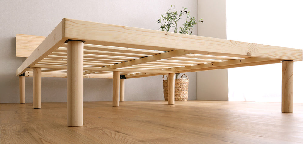 宮セット 高さ2段階調整脚付きすのこベッド パイン材【セミダブル】