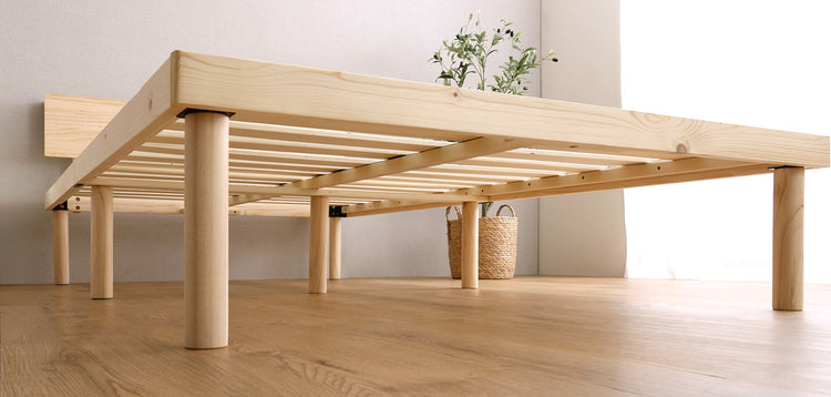 宮セット 高さ2段階調整脚付きすのこベッド パイン材【セミダブル】