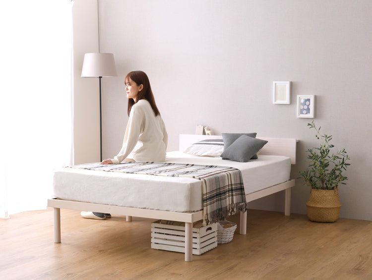 宮セット 高さ2段階調整脚付きすのこベッド パイン材【セミダブル】