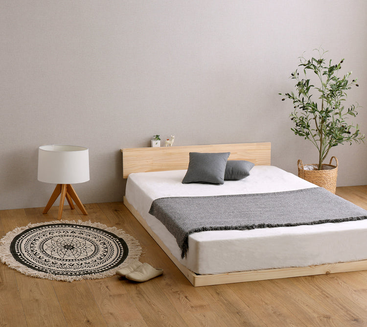 宮セット 高さ2段階調整脚付きすのこベッド パイン材【セミダブル】