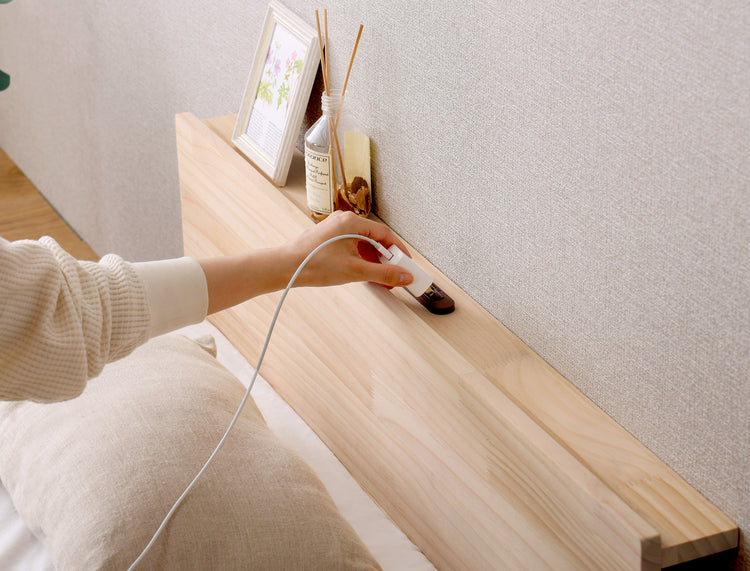 宮セット 高さ2段階調整脚付きすのこベッド パイン材【セミダブル】