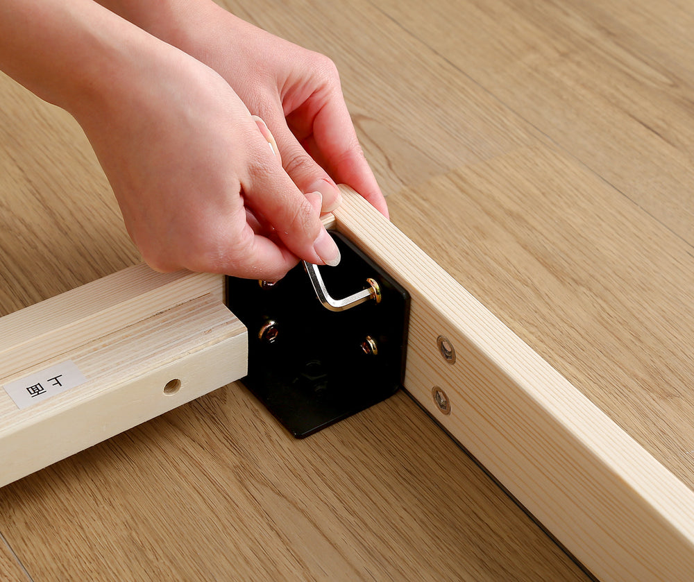 宮セット 高さ2段階調整脚付きすのこベッド パイン材【セミダブル】