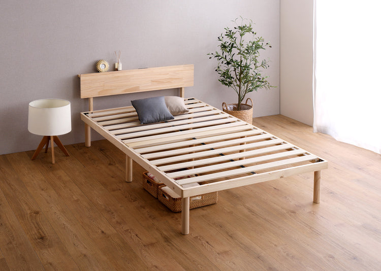 宮セット 高さ2段階調整脚付きすのこベッド パイン材【セミダブル】