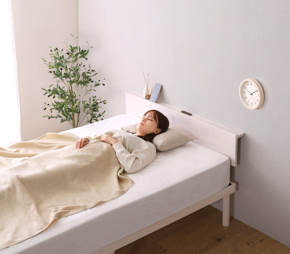 宮セット 高さ2段階調整脚付きすのこベッド パイン材【セミダブル】