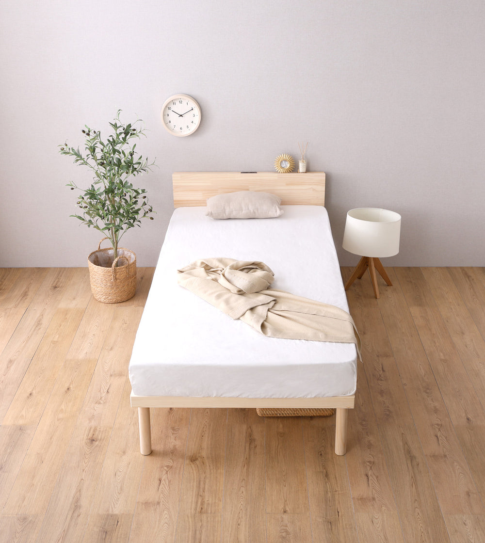 宮セット 高さ2段階調整脚付きすのこベッド パイン材【セミダブル】