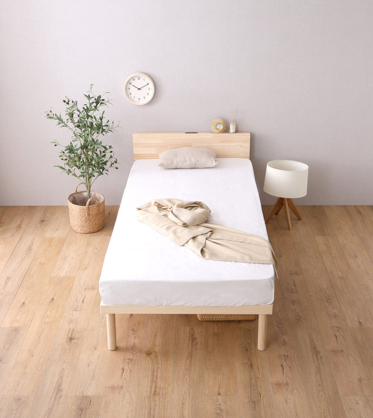 宮セット 高さ2段階調整脚付きすのこベッド パイン材【セミダブル】