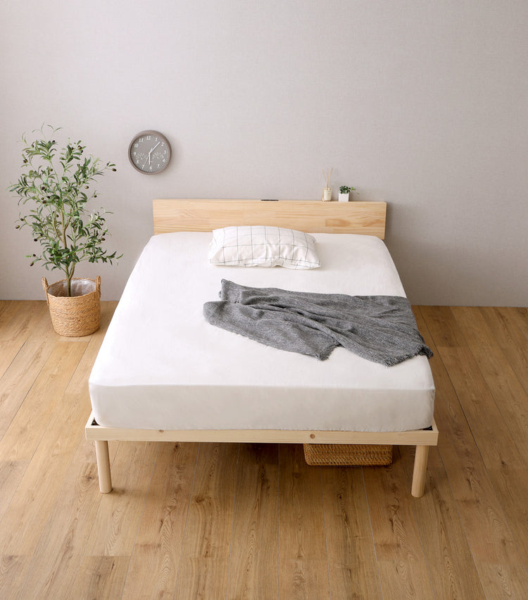 宮セット 高さ2段階調整脚付きすのこベッド パイン材【セミダブル】