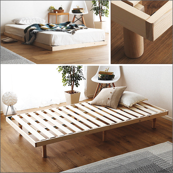 北欧インテリア　天然木すのこベッド　【ダブル】