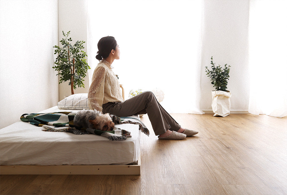 北欧インテリア　天然木すのこベッド　【ダブル】