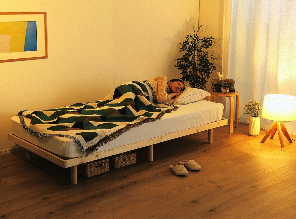 北欧インテリア　天然木すのこベッド　【ダブル】