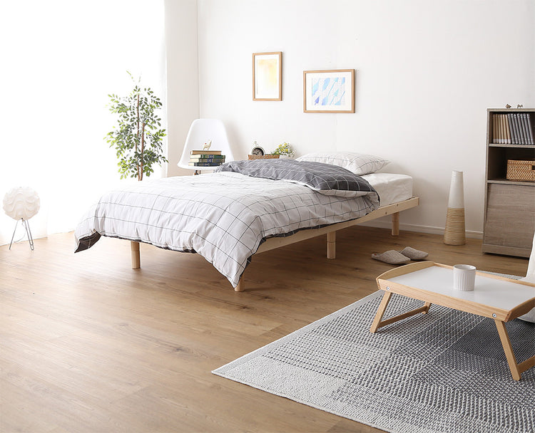 北欧インテリア　天然木すのこベッド　【ダブル】
