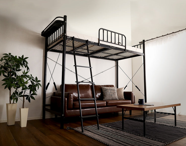 宮棚・2口コンセント付きロフトベッド【シングル】