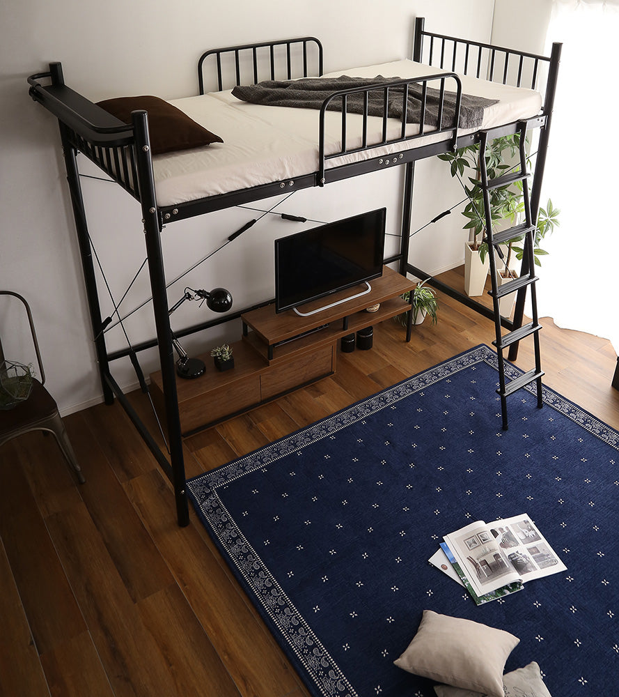 【ロフトベッド】 宮棚・コンセント2口付 【ブラック】 宮棚・2口コンセント付きロフトベッド【シングル】 | すべての商品