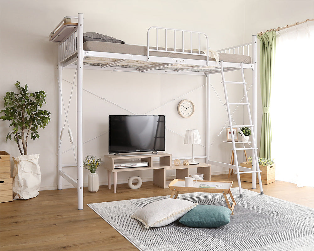 宮棚・2口コンセント付きロフトベッド【シングル】