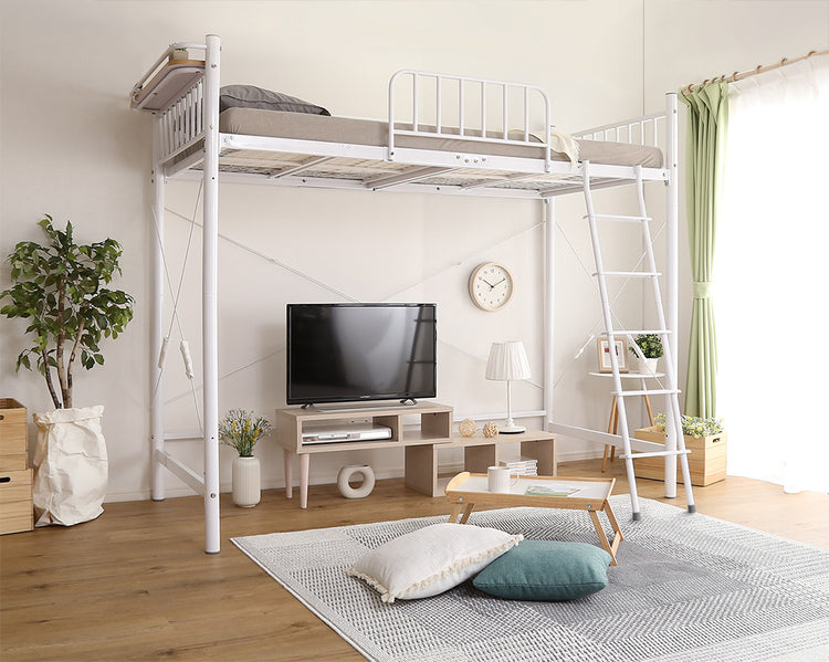 宮棚・2口コンセント付きロフトベッド【シングル】